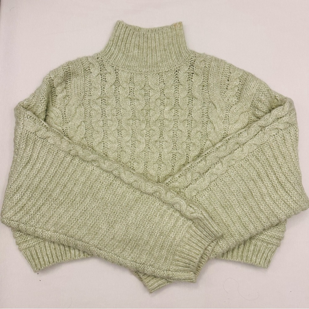 Topshop Sage Cable Knit Turtleneck Sweater